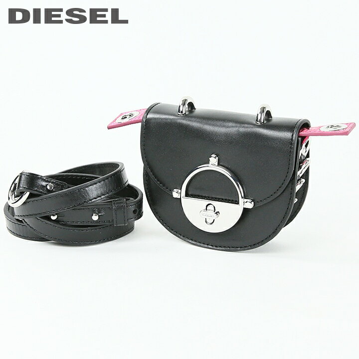 ディーゼル 財布（レディース） ★DIESEL ディーゼル レディース★牛革 本革 リングモチーフ ショルダーミニ財布ポシェット【SADDLELOCK XS】【サイズUNI】【ブラック】die-l-a-e4-260 《_メーカー希望小売価格33,000円》