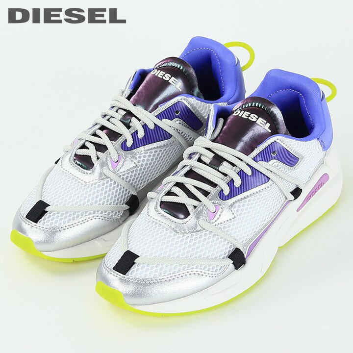 ★DIESEL ディーゼル レディース★異素材ミックスマテリアル メッシュ切替 レースアップ ローカットダッドスニーカー 靴die-l-k-e4-112 《_メーカー希望小売価格28,600円》