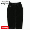 ★DIESEL ディーゼル レディース★ベロア調 フロントジップ スウェットデニム ジョグジーンズ ペンシルスカート【D-ELBEE-SP-NE】【W23】【ブラック】die-l-s-e4-346 《メーカー希望小売価格38,500円》