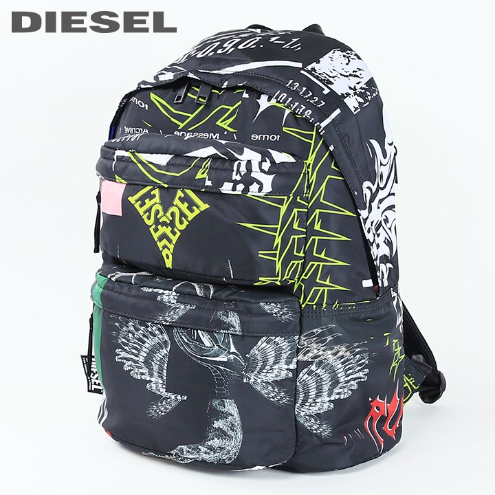 楽天キイロヤ インポート■DIESEL ディーゼル メンズ■グラフィカルプリント 13インチノートPC対応 バックパック リュックサック 鞄【RODYO AM】【サイズUNI】【ブラック】die-m-a-e4-107 《_メーカー希望小売価格29,700円》