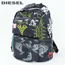 ■DIESEL ディーゼル メンズ■グラフィカルプリント 13インチノートPC対応 バックパック リュックサック 鞄【RODYO AM】【サイズUNI】【ブラック】die-m-a-e4-107 《_メーカー希望小売価格29,700円》