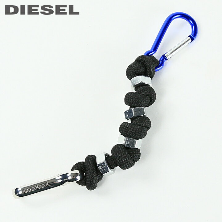 ディーゼル キーホルダー（レディース） ■DIESEL ディーゼル メンズ レディース 男女兼用■ミックスマテリアル カラビナクリップキーチャーム【EXCU】【サイズUNI】【ブラック】die-m-a-e4-221 《_メーカー希望小売価格6,600円》