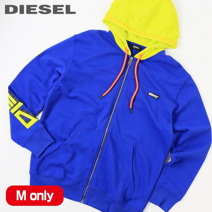 ■DIESEL ディーゼル メンズ■ワンポイントラバーロゴ ビーチウェア カバーアップ ジップアップ スウェットパーカー【BMOWT-BRANDON-Z】【サイズM】【1サイズ程大きめのサイズ感】【ブルー】die-m-c-e4-939 die-m-c-e4-938《_メーカー希望小売価格18,480円》