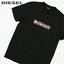 ■DIESEL ディーゼル メンズ■プリント コットン ビーチウェア カバーアップ 半袖Tシャツ カットソー【BMOWT-JUST-B】【サイズXS・S】【ブラック】die-m-c-e4-952 《_メーカー希望小売価格7,480円》