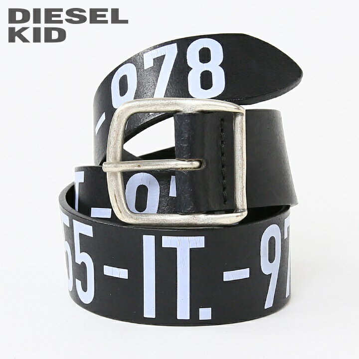 ディーゼル ベルト（メンズ） ◆DIESEL KID ディーゼルキッズ ボーイ◆牛革 本革 プリント キッズアクセサリー 男の子 レザーベルト【BARBARANO】【サイズI】【ブラック】dik-m-a-e4-810 《_メーカー希望小売価格15,400円》