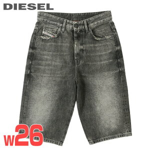 ★DIESEL ディーゼル レディース★ヴィンテージダメージ加工 ブラックデニムハーフパンツ【DE-LILY-SP1】【W26】【ブラック】die-l-p-e8-p0c 《メーカー希望小売価格23,100円》