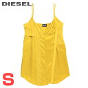 ★DIESEL ディーゼル レディース★シルク混 シアー素材切替 ミニキャミソールワンピース【D-BIANCA】【サイズS】【イエロー】die-l-t-e8-p41 《メーカー希望小売価格63,800円》