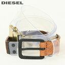 ディーゼル ビジネスベルト メンズ ■DIESEL ディーゼル メンズ■異素材コンビ 牛革 本革 レザー クリア素材 スケルトン ナローベルト【B-LEVEL】【サイズ80～95】【ブラウン×クリア】die-m-a-f0-922 《_メーカー希望小売価格12,100円》