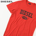 ■DIESEL ディーゼル メンズ■ヒビ割れ加工 ロゴプリント クルーネック コットン 半袖Tシャツ カットソー【T-DIEGOR-K46】【サイズXS～M】【レッド】die-m-t-f0-214 《メーカー希望小売価格8,800円》