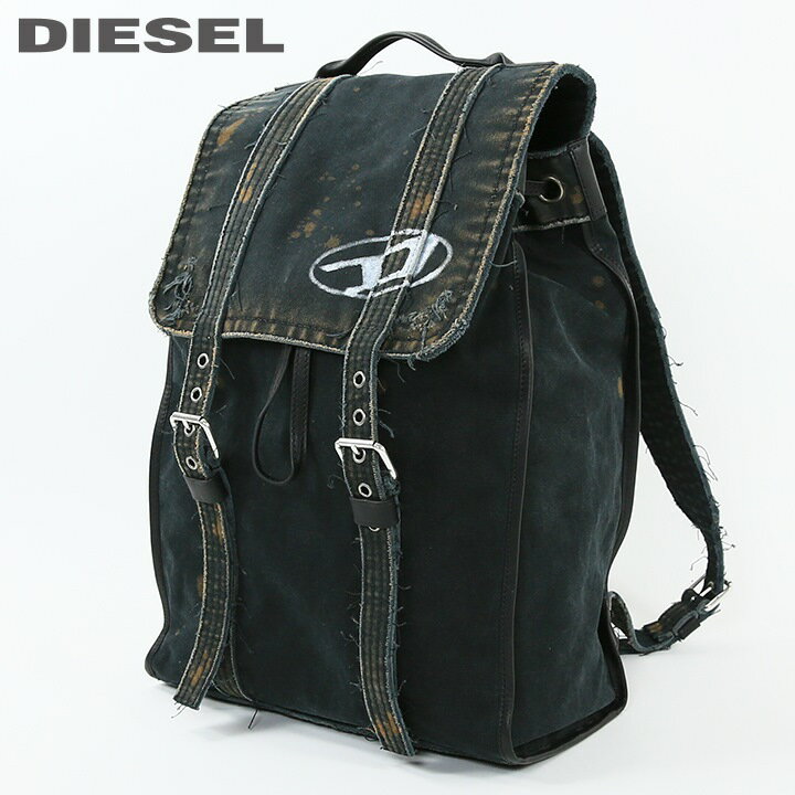 ディーゼル リュック メンズ 【売り尽くし】■DIESEL ディーゼル メンズ レディース 男女兼用■ヴィンテージダメージ加工 オーバルDロゴ キャンバスバックパック リュック 鞄【JACOB TR】【サイズUNI】【ブラック】die-m-a-f1-700 《_メーカー希望小売価格93,500円》