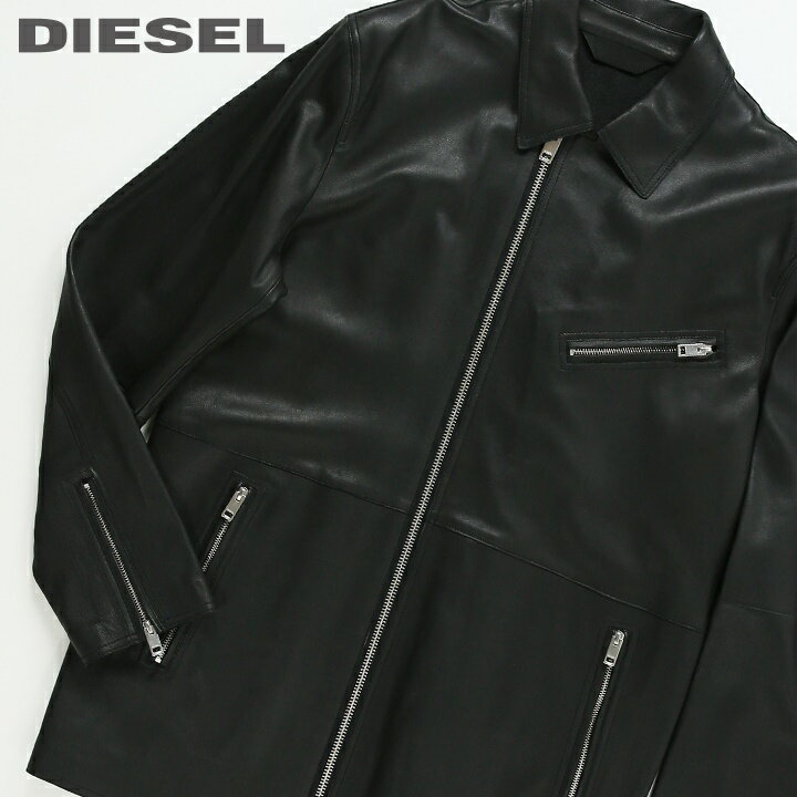 【売り尽くし】■DIESEL ディーゼル メンズ■羊革 本革 フロントジップ ミディアム丈 レザージャケット【L-ADER】【サイズM～XXL】【ブラック】die-m-o-f1-002 《メーカー希望小売価格192,500円》