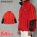 ■DIESEL ディーゼル メンズ■ワンポイントオーバルDロゴ刺繍 レイヤードデザイン ジップアップ ナイロンジャケット【J-CATO】【サイズS】【1サイズ程大きめのサイズ感】【レッド】die-m-o-f4-03d 《メーカー希望小売価格46,200円》【o7l8ga】【2n0s6o】