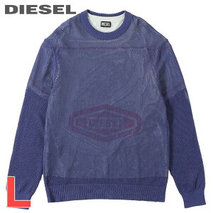 ■DIESEL ディーゼル メンズ■長袖メッシュニットレイヤード クルーネック 半袖Tシャツ カットソー【K-ROSEVILLE】【サイズL】【ネイビー×アイスグリーン】die-m-t-f4-249 《メーカー希望小売価格41,800円》
