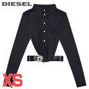 ★DIESEL ディーゼル レディース★レザーベルト付き スリムフィット 長袖シャツ ブラウス【C-ELMY】【サイズXS】【ブラック】die-l-t-f4-65p 《メーカー希望小売価格70,400円》