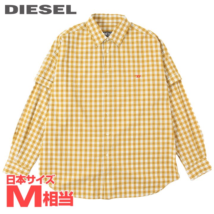 ■DIESEL ディーゼル メンズ■チェック柄 ダブルスリーブ オーバーサイズ 長袖コットンシャツ【