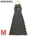 【30%OFFクーポンあり】★DIESEL ディーゼル レディース★チェック柄 ホルターネック マキシワンピース【D-MAXIM-C2】【サイズM】【ブラック】die-l-t-f4-6eh 《メーカー希望小売価格52,800円》