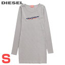 ★DIESEL ディーゼル レディース★スリムフィット ボートネック 長袖 ミニ丈 カットソーワンピース【D-TANK-LS-IND】【サイズS】【グレー】die-l-t-f4-6fj 《メーカー希望小売価格27,500円》(4)
