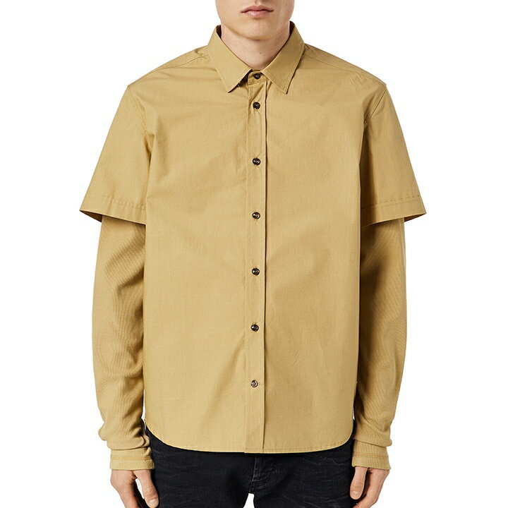 ■DIESEL ディーゼル メンズ■フェイクレイヤード 重ね着風 コットン 長袖シャツ【S-MARLEY-A】【サイズXXL】【1サイズ程大きめのサイズ感】【ベージュ】die-m-t-f4-38p 《メーカー希望小売価格31,900円》【srt35kr】【o7l8ga】【u8v9rf】