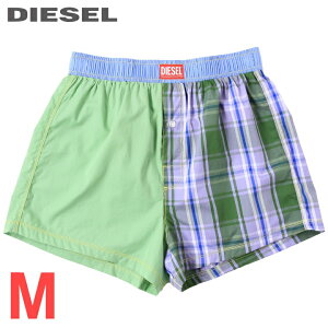 ■DIESEL ディーゼル メンズ■ウエストゴム チェック柄 切替 トランクス パンツ 下着 アンダーウエア【UUBX-STARK】【サイズM】【グリーン×ブルー系】die-m-i-f4-u77 《_メーカー希望小売価格6,380円》