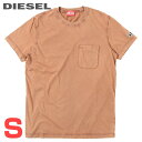 ■DIESEL ディーゼル メンズ■ワンポイントオーバルDロゴ ダイトリートメント 半袖ポケットTシャツ カットソー【T-WORKY-DOV-PE】【サイズS】【ブラウン】die-m-t-f4-43a 《メーカー希望小売価格17,600円》