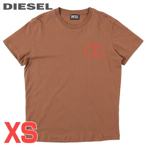 ■DIESEL ディーゼル メンズ■クラック加工プリント クルーネック 半袖Tシャツ カットソー【T-DIEGOR-C9】【サイズXS】【ブラウン】die-m-t-f4-4h8 《メーカー希望小売価格8,800円》