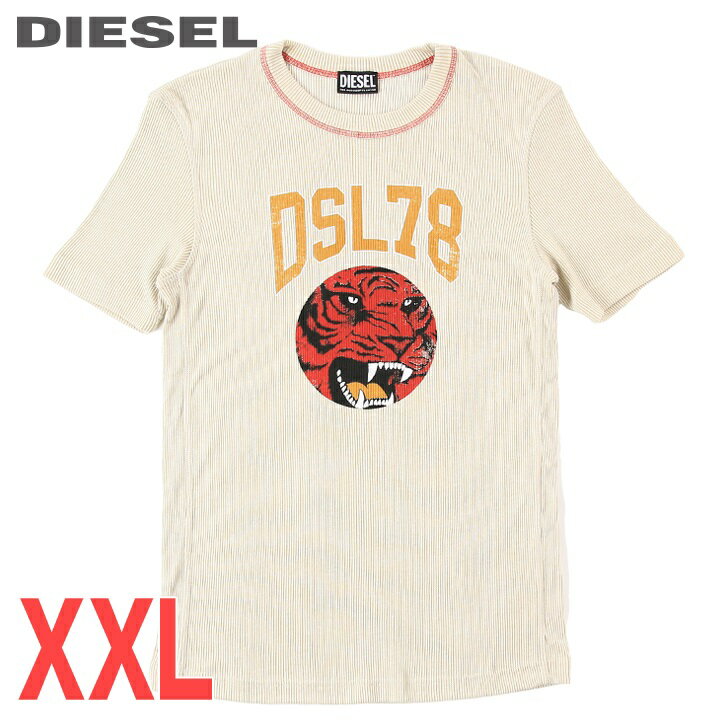 ■DIESEL ディーゼル メンズ■プリント ストレッチ クルーネック 半袖Tシャツ カットソー【CL-T-RUFFLE】【サイズXXL】【ミルクティーベージュ】die-m-t-f4-913 《メーカー希望小売価格17,600円》
