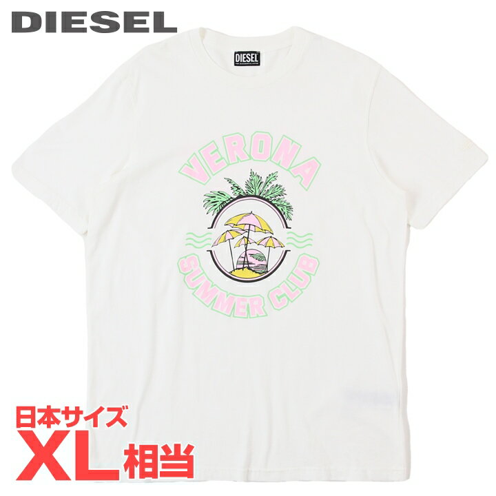 【エントリーでポイント5倍！】■DIESEL ディーゼル メンズ■クラック加工プリント 半袖Tシャツ カットソー【T-JUST-C17】【サイズL】【1サイズ程大きめのサイズ感】【ホワイト】die-m-t-f4-4m3 《メーカー希望小売価格17,600円》