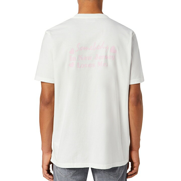 【エントリーでポイント5倍！】■DIESEL ディーゼル メンズ■クラック加工プリント 半袖Tシャツ カットソー【T-JUST-C17】【サイズL】【1サイズ程大きめのサイズ感】【ホワイト】die-m-t-f4-4m3 《メーカー希望小売価格17,600円》