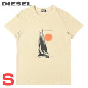 ■DIESEL ディーゼル メンズ■ウォッシュ加工 プリント スリムフィット 半袖Tシャツ カットソー【T-INY-C2】【サイズS】【サンドベージュ】die-m-t-f4-4nd 《メーカー希望小売価格15,400円》