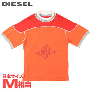 ■DIESEL ディーゼル メンズ■クラック加工ロゴプリント コットン 半袖Tシャツ カットソー【T-OLLAR】【サイズS】【1サイズ程大きめのサイズ感】【オレンジ】die-m-t-f4-4ve 《メーカー希望小売価格23,100円》
