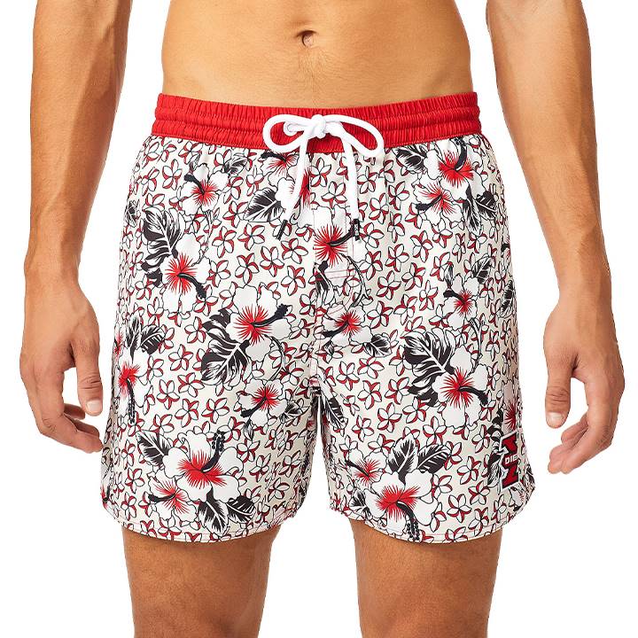 ■DIESEL ディーゼル メンズ■ボタニカル総柄 メンズ水着 男性水着 ショートトランクス サーフパンツ 海パン ビーチウェア スイムウェア【BMBX-CAYBAY】【サイズL】【アイボリー×レッド】die-m-c-f4-c12 《_メーカー希望小売価格17,380円》