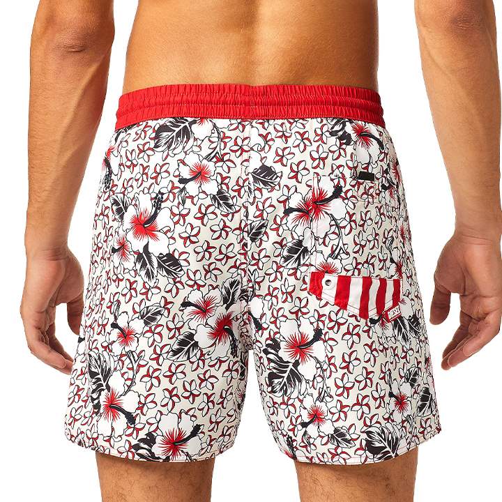 ■DIESEL ディーゼル メンズ■ボタニカル総柄 メンズ水着 男性水着 ショートトランクス サーフパンツ 海パン ビーチウェア スイムウェア【BMBX-CAYBAY】【サイズL】【アイボリー×レッド】die-m-c-f4-c12 《_メーカー希望小売価格17,380円》