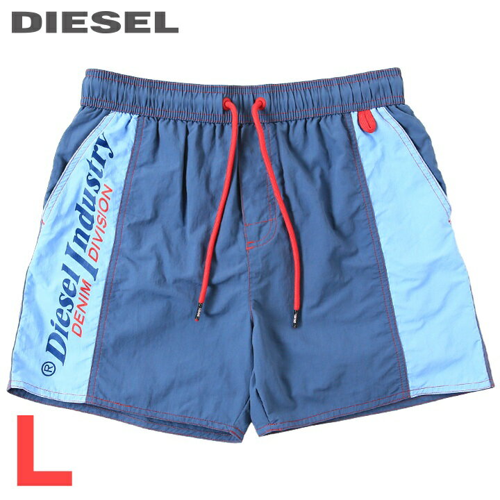 ■DIESEL ディーゼル メンズ■ロゴプリント メンズ水着 男性水着 ショートトランクス サーフパンツ 海パン ビーチウェア スイムウェア【BMBX-CAYBAY】【サイズL】【ブルーグレー】die-m-c-f4-c1f 《_メーカー希望小売価格14,080円》
