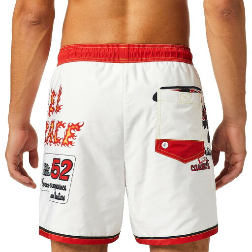 ■DIESEL ディーゼル メンズ■デジタルプリント メンズ水着 男性水着 ショートトランクス サーフパンツ 海パン ビーチウェア スイムウェア【BMBX-WAVE-B】【サイズL】【ホワイト×レッド】die-m-c-f4-c2k 《_メーカー希望小売価格17,380円》