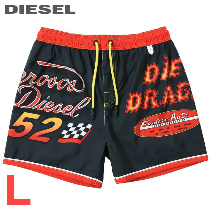 【30%OFFクーポンあり】■DIESEL ディーゼル メンズ■デジタルプリント メンズ水着 男性水着 ショートトランクス サーフパンツ 海パン ビーチウェア スイムウェア【BMBX-WAVE-B】【サイズL】【ブラック×レッド】die-m-c-f4-c2r 《_メーカー希望小売価格17,380円》
