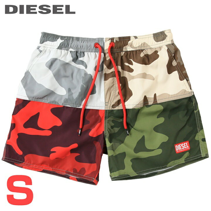 ■DIESEL ディーゼル メンズ■迷彩柄切替 メンズ水着 男性水着 ショートトランクス サーフパンツ 海パン ビーチウェア スイムウェア【BMBX-CAYBAY-CAMOU】【サイズS】【マルチカモフラ】die-m-c-f4-c3p 《_メーカー希望小売価格17,600円》