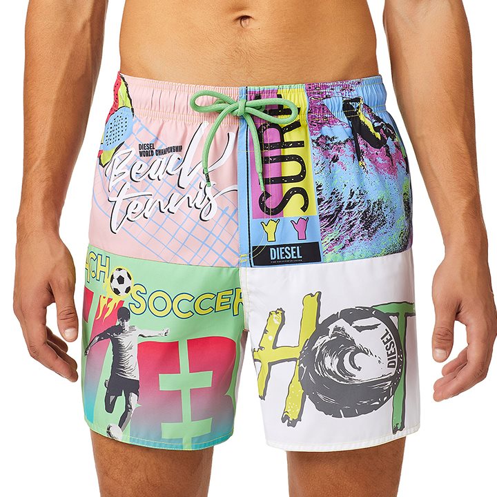 【30%OFFクーポンあり】■DIESEL ディーゼル メンズ■プリント切替 メンズ水着 男性水着 ショートトランクス サーフパンツ 海パン ビーチウェア スイムウェア【BMBX-WAVE-O】【サイズL】【マルチプリント】die-m-c-f4-c4d 《_メーカー希望小売価格25,300円》
