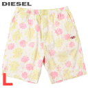■DIESEL ディーゼル メンズ■ウエストゴム ドロスト 花柄 総柄 コットンショートパンツ【P-TOLL-SHO-FLO】【サイズL】【ホワイト系】die-m-p-f4-168 《メーカー希望小売価格25,300円》(4)