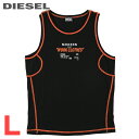 ■DIESEL ディーゼル メンズ■コントラストステッチアクセント ストレッチ コットン ノースリーブカットソー タンクトップ【T-OLLERGO】【サイズL】【ブラック】die-m-t-f4-4x9 《メーカー希望小売価格19,800円》