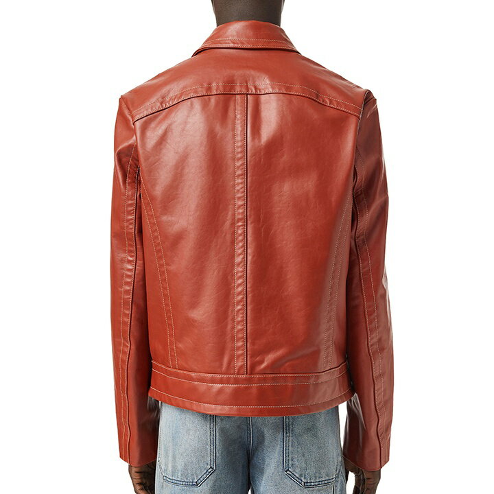 【エントリーでポイント5倍！】■DIESEL ディーゼル メンズ■牛革 本革 オーバルDジッププル ジップアップ レザージャケット【L-CALE】【サイズXS】【レッドブラウン】die-m-o-f8-03k 《メーカー希望小売価格115,500円》