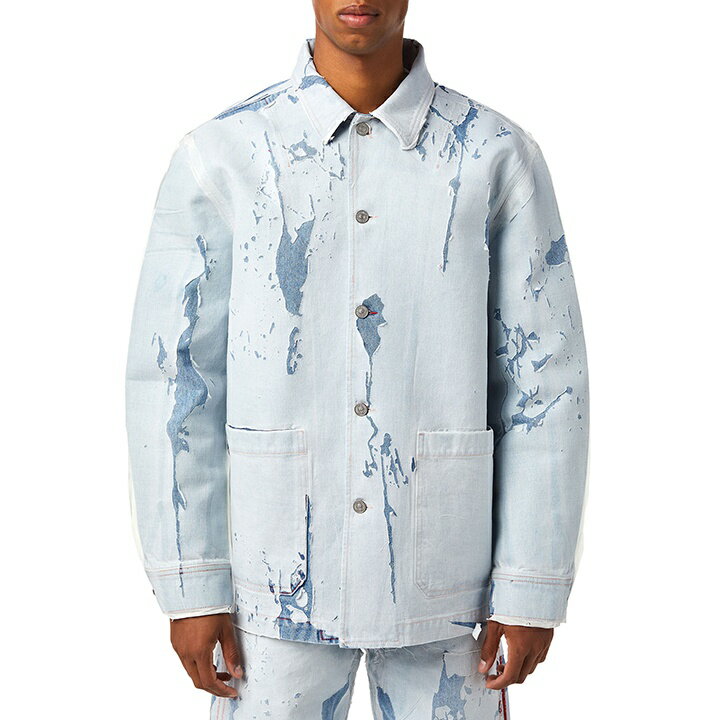 ■DIESEL ディーゼル メンズ■ピールオフ加工 デニムジャケット【D-ROLK-FS】【サイズM】【1サイズ程大きめのサイズ感】【ライトインディゴブルー】die-m-o-f8-467 《メーカー希望小売価格149,600円》