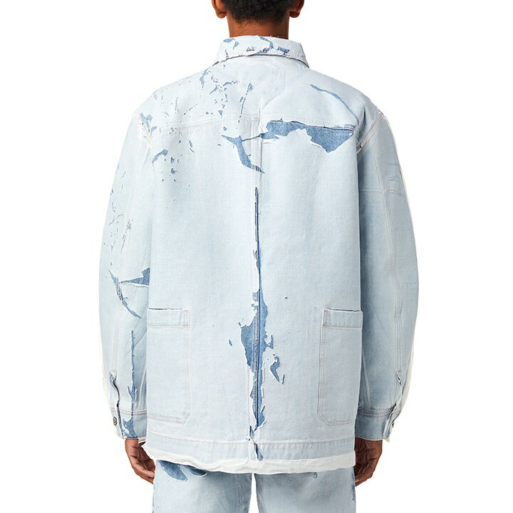 ■DIESEL ディーゼル メンズ■ピールオフ加工 デニムジャケット【D-ROLK-FS】【サイズM】【1サイズ程大きめのサイズ感】【ライトインディゴブルー】die-m-o-f8-467 《メーカー希望小売価格149,600円》