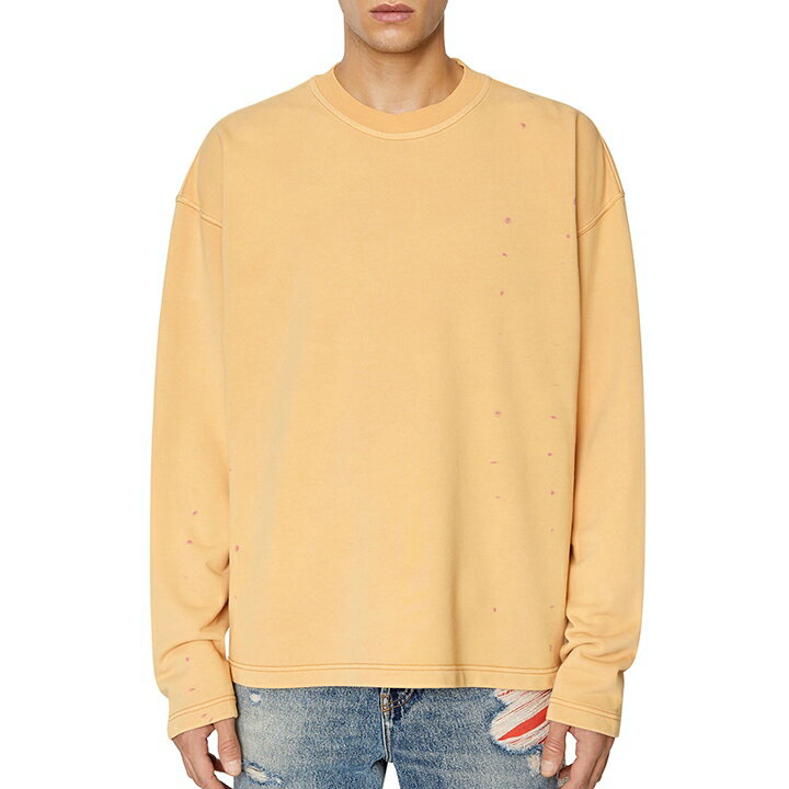 ■DIESEL ディーゼル メンズ■ガーメントダイ加工 タイダイ 長袖スウェットシャツ トレーナー【S-ALMON-E1】【サイズS】【2サイズ程大きめのサイズ感】【オレンジ】die-m-t-f8-1jk 《メーカー希望小売価格35,200円》