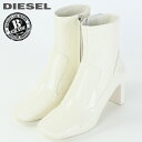 ★DIESEL ディーゼル レディース★B品 訳あり 牛革 本革 サイドジップアップ パテントレザーアンクルブーツ 靴【D-MILLENIA】【日本サイズ23.0〜26.0】【オフホワイト】die-l-k-f8-302 《_メーカー希望小売価格42,900円》