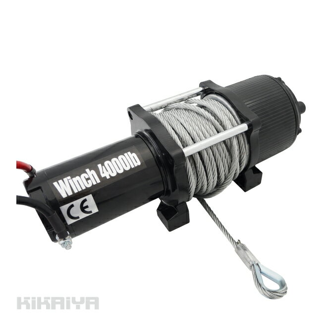 KIKAIYA 電動ウインチ12V 最大牽引能力1800kg 電動ホイスト ウィンチ 無線 有線リモコン SET-DC12V-2