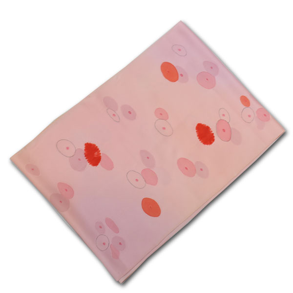 （日本製）正絹地紋入り小紋地ハギレ／1m薄ピンク色系【メール便OK】key-09