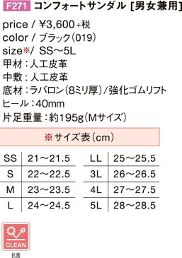 ナースシューズ ナースサンダル 送料無料 軽い 疲れにくい ムレにくい レディース メンズ 富士ゴムナース コンフォートサンダル F271 黒 立ち仕事 疲れない 静音 オフィスサンダル 厚底