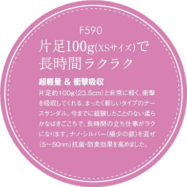 ナースシューズ 送料無料 ナースサンダル 軽い 疲れにくい ムレにくい レディース メンズ 富士ゴムナース ソフトサンダル F590 白 黒 立ち仕事 疲れない 静音 オフィスサンダル 厚底