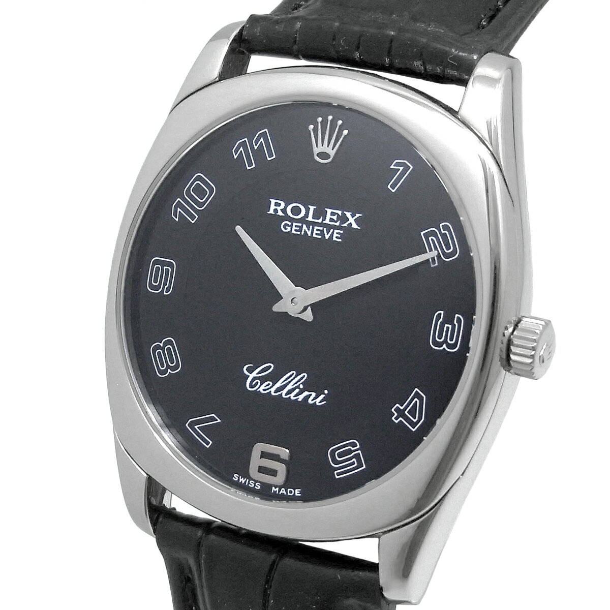 《メンズ》【中古】ロレックス チェリーニ ダナオス 手巻き K18WG 18K 750 黒文字盤 4233 ROLEX Cellini