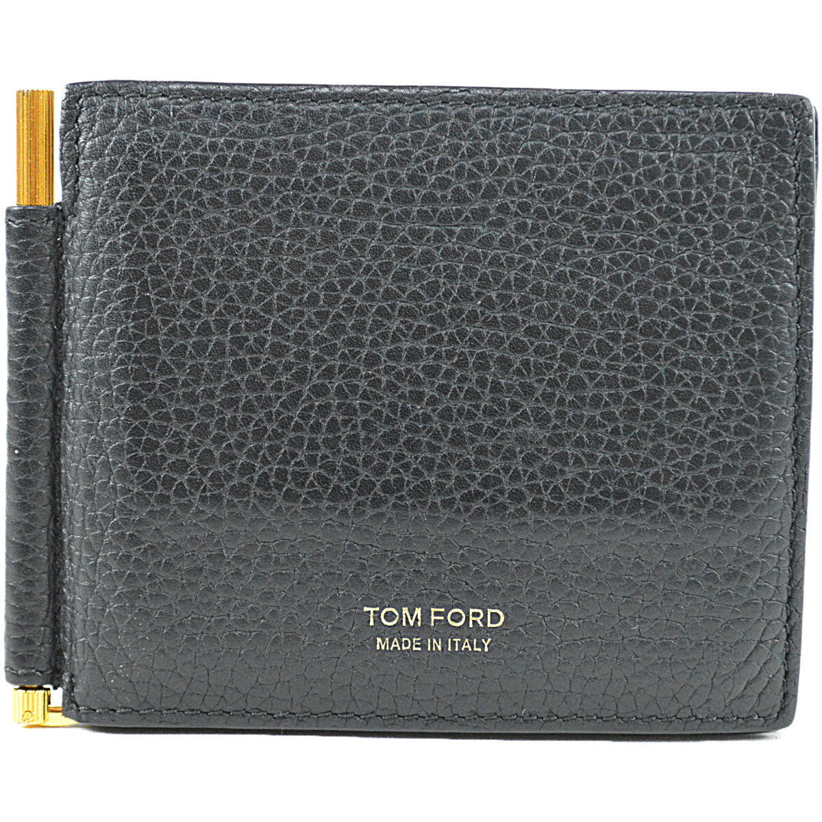 ◆トムフォード◆メンズ マネークリップ カードケース付き 2つ折り財布 ブラック ゴールド金具 TOM FORD【中古】【RCP】